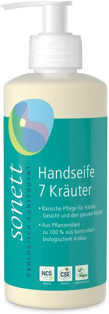 sonett-handseife-7-kr-uter-300-ml-basische-pflanzen-lseife-f-r-h-nde-gesicht-k-r image 1