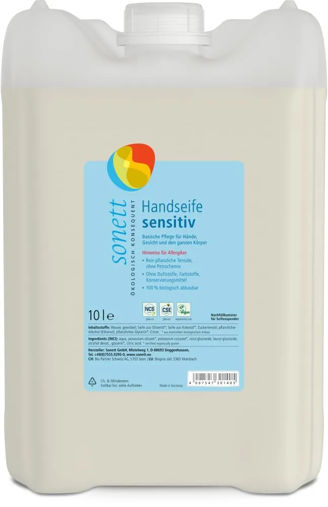 sonett-handseife-sensitiv-10-liter-basische-pflegeseife-mit-rein-pflanzlichen-te image 1