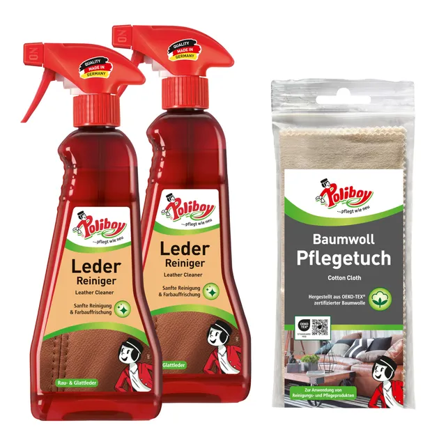 poliboy-leder-reiniger-set-lederpflege-f-r-glattleder-rauleder-2x-375-ml-inkl-ba image 1