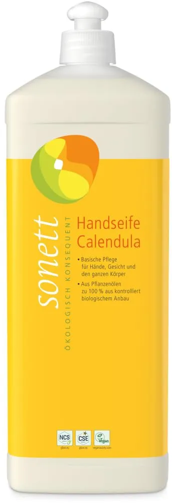 sonett-handseife-calendula-bio-fl-ssigseife-1-liter-nachf-llflasche-f-r-h-nde-ge image 1