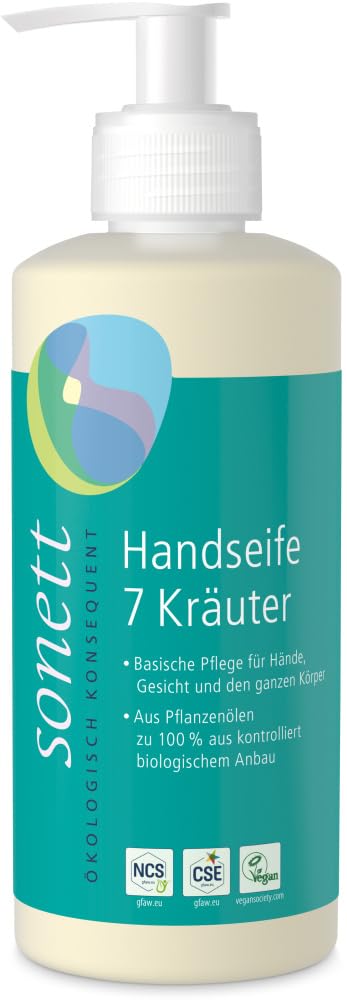 sonett-handseife-7-kr-uter-300-ml-basische-pflanzen-lseife-f-r-h-nde-gesicht-k-r image 1