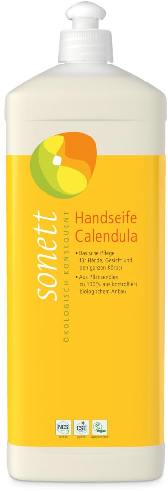 sonett-handseife-calendula-bio-fl-ssigseife-1-liter-nachf-llflasche-f-r-h-nde-ge image 1