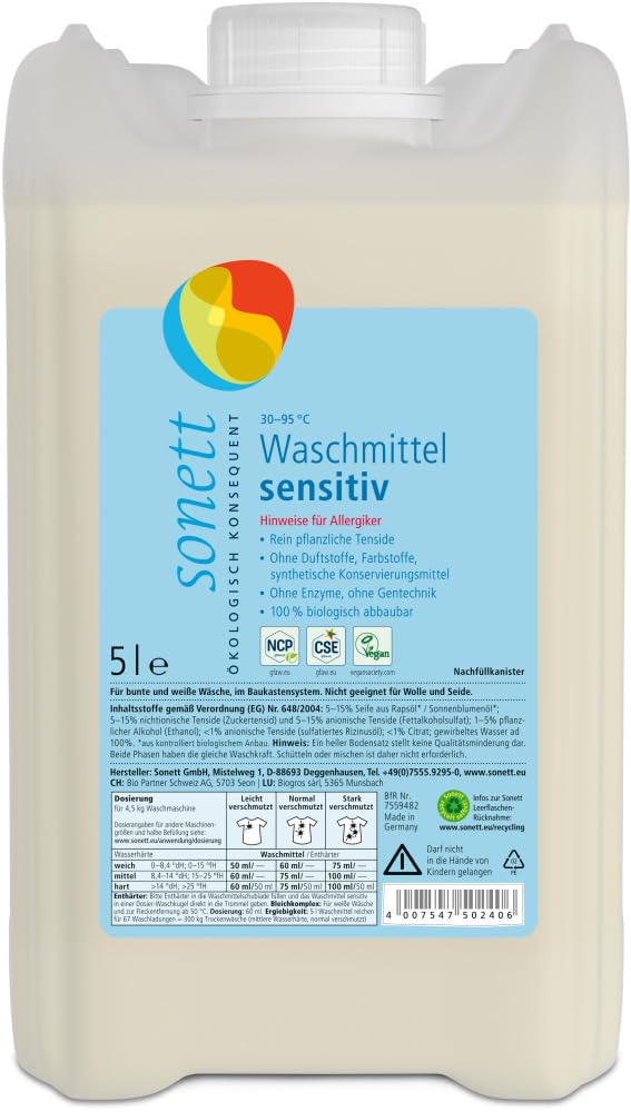 sonett-waschmittel-sensitiv-5-liter-fl-ssigwaschmittel-f-r-bunte-und-wei-e-w-sch image 1