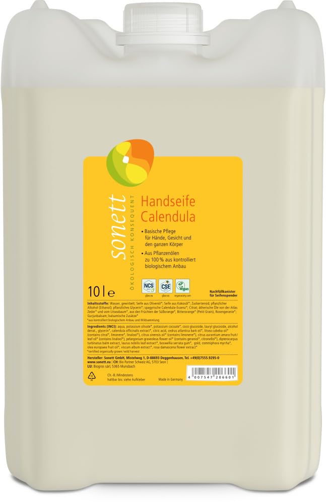 sonett-handseife-calendula-bio-fl-ssigseife-1-liter-nachf-llflasche-f-r-h-nde-ge image 2